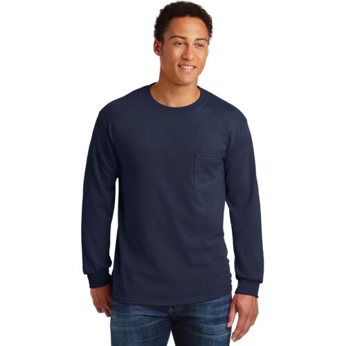 Ultra Cotton ® 100% Cotton Long Sleeve T Shirt with Pocket Thumbnail