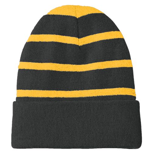 Striped Beanie with Solid Band Thumbnail