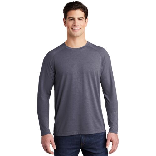 PosiCharge® Long Sleeve Tri-Blend Wicking Raglan Tee (B45) Thumbnail