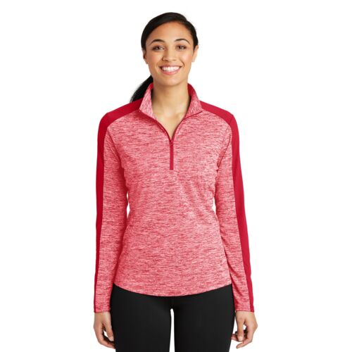 Women's PosiCharge® Electric Heather Colorblock 1/4 Zip Pullover (NAME OPTION) Thumbnail