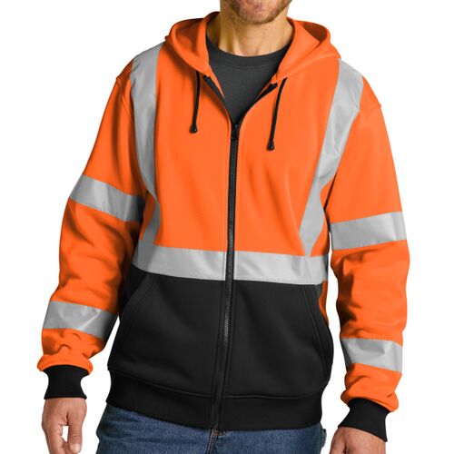 A107 Class 3 Heavy Duty Fleece Full Zip Hoodie - left chest  Thumbnail