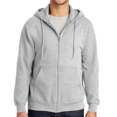 Essential Fleece Full Zip Hooded Sweatshirt - left chest  Thumbnail