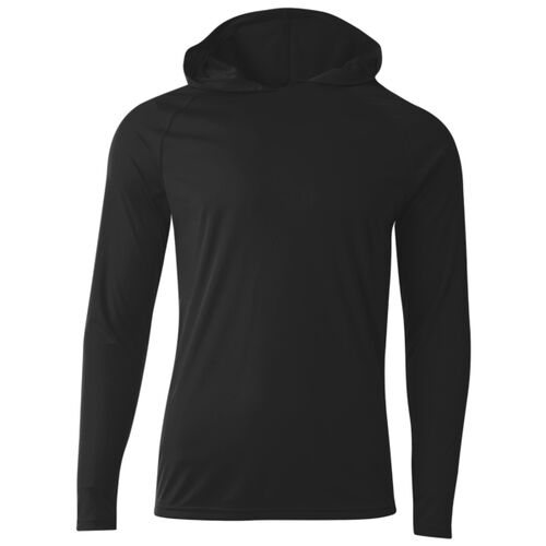 Cooling Performance Long Sleeve Hooded Tee - left chest  Thumbnail